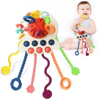 Productafbeelding van Montessori trekspeelgoed - Sensorisch speelgoed voor baby's - Reisspeelgoed - Vroege ontwikkeling - Motorische vaardigheden - Speelgoed
