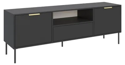 Obrázek produktu pro Selsey Vena – dvoudveřová televizní skříňka se zásuvkou a přihrádkou, černá, 160 cm
