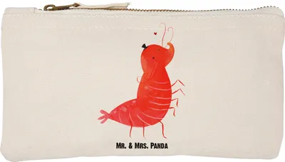 Produktbild von Mr. & Mrs. Panda Kulturtasche Garnele Franzose Größe S Klein - Weiß - Geschenk, Krabbe, Etui, Kulturbeutel, pencil case, Baumwolltasche, Stiftemäppchen, Französisch, Meer