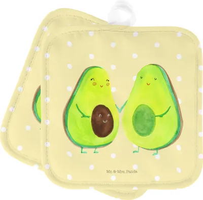 Produktbild von Mr. & Mrs. Panda Topflappen Avocado Pärchen - Gelb Pastell - Geschenk, Ofenhandschuh, Schwangerschaft, Familie, Veggie, Avocuddle, Babyshower, Topfhandschuhe, Liebe