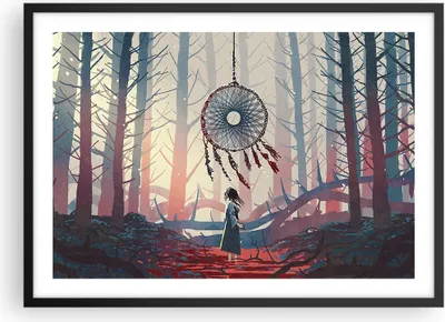 Produktbild von Gerahmtes Poster - Schwarzer Rahmen - Märchen Fänger Träume - 70x50 cm - Wand Bild - Wanddeko - Wandbilder - Kunstposter - Wandposter - Bilderrahmen - Bilder - Kunstdruck - P2BAA70x50-4789