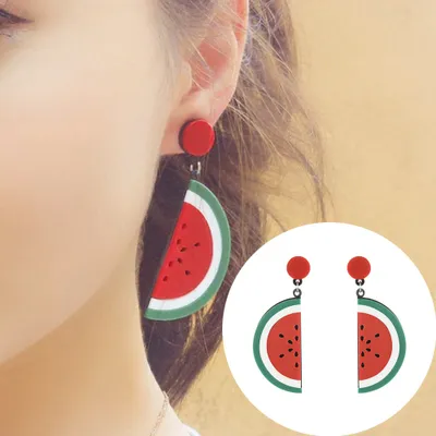 Produktbild von Mode Acryl Wassermelone Tropfen Ohrstecker Frauen Übertreibung Schmuck Geschenk