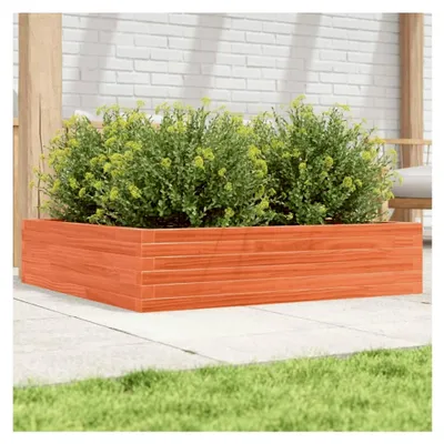 Produktbild von Pflanzkübel Wachsbraun 100x100x23 cm aus Kiefernholz, Blumentopf für Garten, Balkon und Terrasse