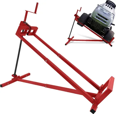Zdjęcie produktu dla Podnośnik do traktora ogrodowego 400KG Podnośnik do traktora ogrodowego z regulacją nachylenia 45° Podnośnik do traktora ogrodowego Pomoc w czyszczeniu Platforma do podnoszenia kosiarek, czerwona CEEDIR