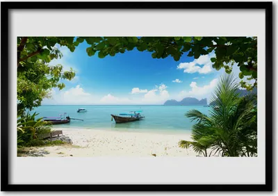Produktbild von Bild 100x70 MDF-Rahmen Wandkunst Das Boot Sea Landschaft
