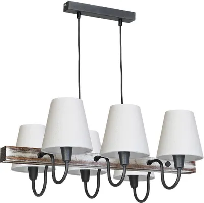 Productafbeelding van Hanglamp THOR, zwart-wit-donker hout, 6x E14, 40W, hout, afmetingen: 80x72x56 cm, IP20, Aldex