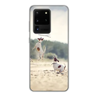 Produktbild von MuchoWow® Handyhülle Schutzhülle Hülle für Samsung Galaxy S20 Ultra Hund - Zweig - Sand Silikon Softcase Handy Hülle - Karteninhaber