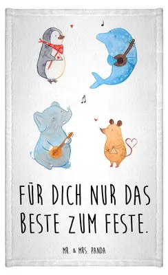 Produktbild von Mr. & Mrs. Panda Handtuch Big Band - Weiß - Geschenk, Pinguin, Kleines, Delfin, Musik, Hund, gäste wc, Maus, Lustige Sprüche, baumwolle, Gitarre, Gäste-WC