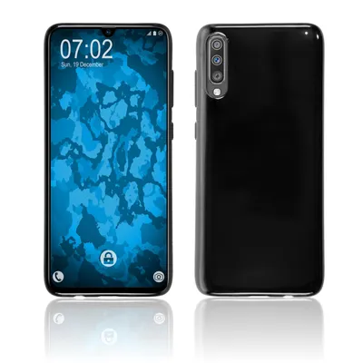 Produktbild von PhoneNatic Case kompatibel mit Samsung Galaxy A70 - schwarz Silikon Hülle transparent + 2 Schutzfolien