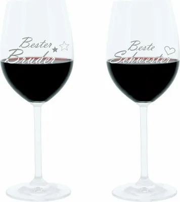 Image de Leonardo verre à vin 400 ml, set de 2, meilleure sœur meilleur frère, verre d'ambiance avec gravure amusante, Moodglas, 22 cm