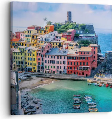 Produktbild von Bild auf Leinwand - Leinwandbild - Einteilig - Farben Gebäude Italien - 30x30cm - Wand Bild - Wanddeko - Wandbilder - Leinwanddruck - Bilder - Wanddekoration - Leinwand bilder - AC30x30-5015