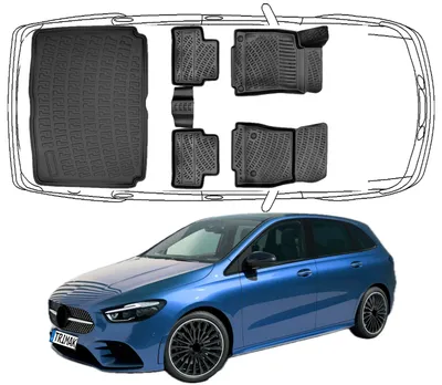 Produktbild von 3D Fußmatten & Untere Kofferraumwanne Auto Set Kompatibel mit Mercedes-Benz B-Klasse W 247 2018 - 2026