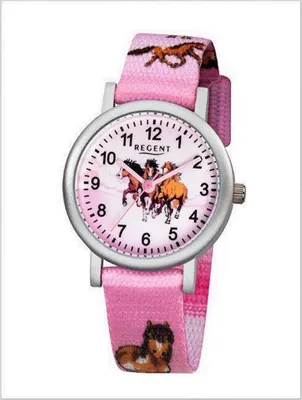 Produktbild von Regent 12400223 – Armbanduhr, Armband aus Stoff Farbe Pink