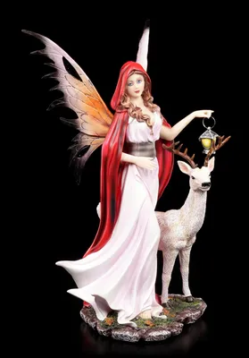 Produktbild von Elfen Figur mit Hirsch - Nienna - Fantasy Dekoration