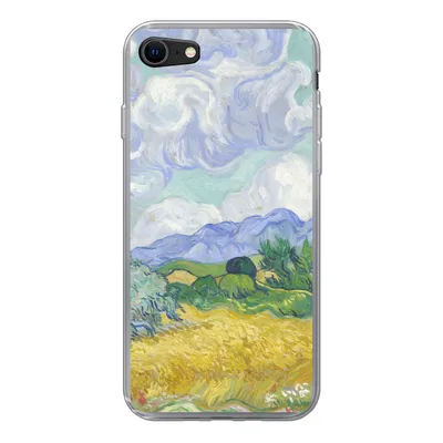 Produktbild von MuchoWow® Handyhülle Schutzhülle Hülle für iPhone SE 2020 Weizenfeld mit Zypressen - Vincent van Gogh Silikon Softcase Handy Hülle - Kartenbesitzer