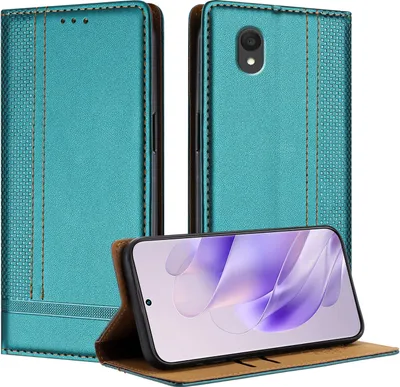 Produktbild von Handyhülle für TCL 201 Leder Flip Klappbare Schutzhülle mit Standfunktion Grün