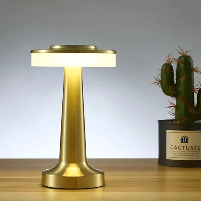 Produktbild von Tragbare LED Tischlampe, Touch-Sensor, 3-Stufen Helligkeit, 48h Akku, Nachttischlampe Kinderzimmer, Gold, dimmbar & energiesparend