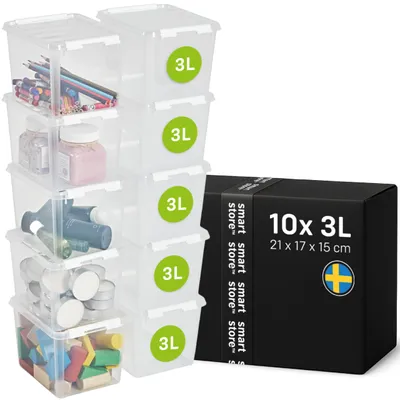 Produktbild von SmartStore - 10x Aufbewahrungsbox mit Deckel Classic 3L (21x17x15cm) | Stapelbar