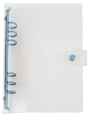 Immagine prodotto di Cartella in PVC trasparente, formato A5/A6, con 6 fori, ricaricabile, per fogli sfusi, colore blu