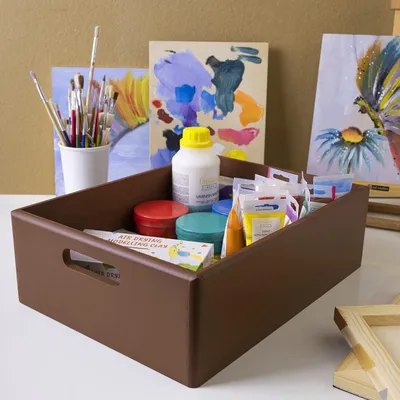 Immagine prodotto di Creative Deco XL Grande Scatola in Legno Marrone | 40 x 30 x 13 cm | Scatole con Maniglie Cassetta Conteniore Portaoggetti Portagiochi | per Decoupage