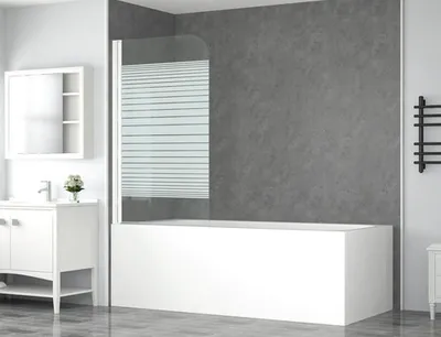 Obrázek produktu pro Zástěna na vanu otočná form&style ABETO 75 x 140 cm skleněný dekor s vodorovnými pruhy barva profilu bílá