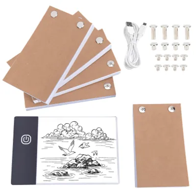 Daumenkino-Kit mit LED-Lichtbox, A6, 5 Hefte, USB