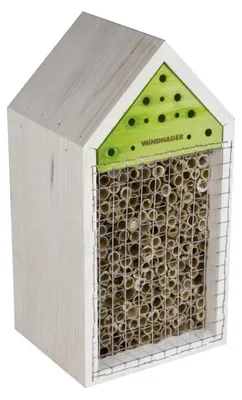 Produktbild von Windhager Insektenhotel Massivholz für Wildbienen & Schlupfwespen 27x12x14 cm mit Bruträuberschutz