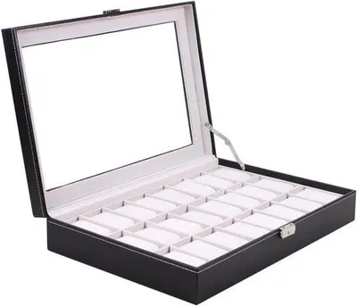 Obrázek produktu pro Skleněné víko – ochranná krabička na hodinky – pouzdro na hodinky – 43 x 28 x 9,5 cm – průhledné