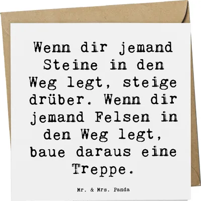 Produktbild von Mr. & Mrs. Panda Grußkarte Spruch Stolpersteine im Alltag meistern - Weiß - Geschenk, Alltagsprobleme überwinden, Vertrauem, Zuversicht, doppelkarte, Klappkarte, Trost
