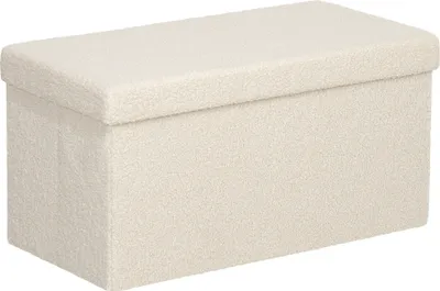 Immagine prodotto di Panca HOMCOM con vano portaoggetti, panca imbottita pieghevole, panca letto, panca contenitore, bianco crema