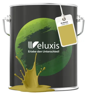 Produktbild von Wandfarbe Gold Gelb Grün Matt Innenfarbe – Deckkraft Klasse 1, VOC-frei, Ohne Grundierung, Tropfarm – Wohnzimmer & Schlafzimmer – 5L – Veluxis (Golden Olive)