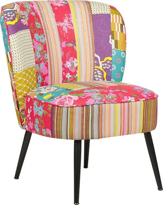 Produktbild von BELIANI Sessel Bunt / Schwarz aus Stoff ohne Armlehnen Patchwork Design für Wohnzimmer Schlafzimmer Retro Stil