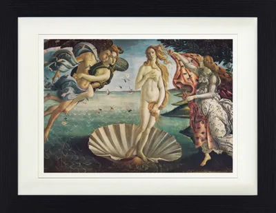 Obrázok produktu pre Sandro Botticelli Zarámovaný obraz s paspartou - Zrodenie Venuše, 1483-1485 (30 x 40 cm)