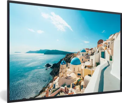 Produktbild von MuchoWow® MuchoWow® Gerahmtes Poster Nachmittag in Santorini Griechenland 60x40 cm - Poster mit zchwarzem Bilderrahmen - Printing - Wanddeko Schlafzimmer