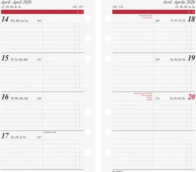 Produktbild von rido idé Kalender-Einlage "Wochenkalendarium I" 2026