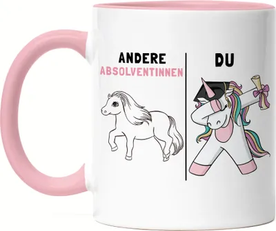 Produktbild von Andere Absolventinnen Du Tasse Rosa Pferd Einhorn Geschenkidee Lustig Studium Ausbildung Schule