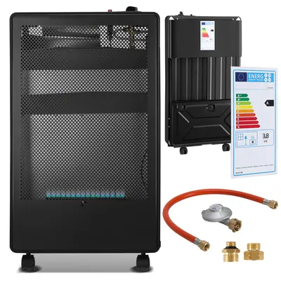 Image de Réchaud à gaz Peviasot avec flamme bleue, 3800 W, pliable et mobile, compatible avec le GPL jusqu'à 15 kg, incluant 2 adaptateurs EU