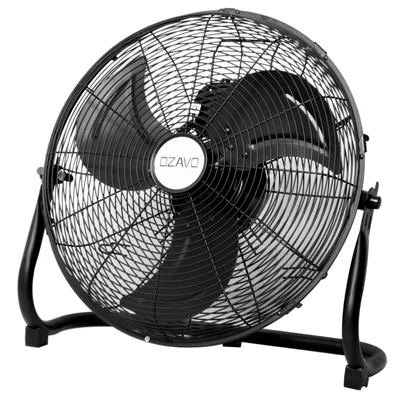 Produktbild von Bodenventilator, 20-Zoll Bodenventilator, Vollmetallkonstruktion, 3 Geschwindigkeitsstufen, 110° manuelle NeigungseinstellunØ45cm Windmaschine Schwarz
