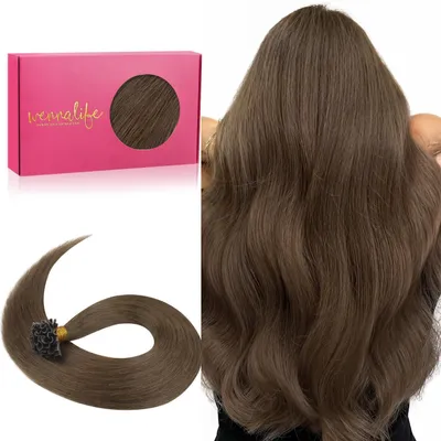 Immagine prodotto di Estensioni per capelli "bonding" a forma di "U", lunghezza 55 cm, peso 50 grammi, colore biondo cenere