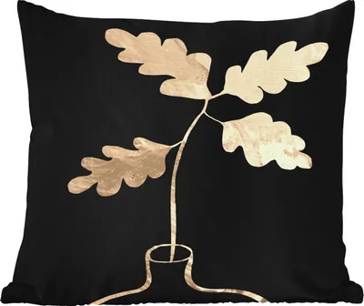 Produktbild von MuchoWow® Outdoor Kissen - Blätter - Gold - Luxus - 45x45 cm - Wetterfest - Lounge Kissen - Fotokissen - Dekoratives Kissen