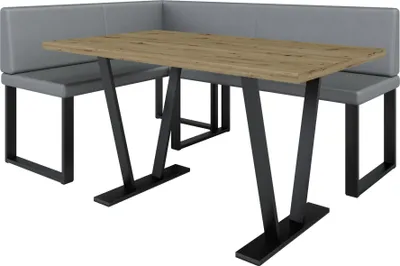 Produktbild von Eckbank AKIKO METAL mit Tisch 196x142 links - Eckbankgruppe f r Ihrem Esszimmer, K che modern, Sitzecke, Essecke. Perfekt f r K che, B ro und Rezeption