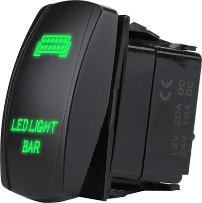 Immagine prodotto di 12 V 24 V wasserdicht 5 Pin LED LACKSBARSSCHALTER SPST AUS FÜR AUTO BOOT TRACK （GREEN）