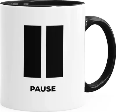 Produktbild von Pause Tasse mit Innenfarbe Kaffeetasse Teetasse Keramiktasse MoonWorks® schwarz unisize
