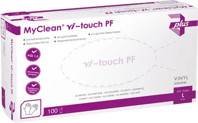 Produktbild von MaiMed vi-touch Gr. L Einmal-Vinylhandschuhe,puderfrei,100 St./Box | Box (100 Stück)