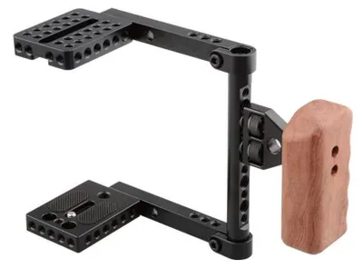Productafbeelding van Video Camera Rig - Stabilisator met ergonomische houten handgreep - Voor DSLR-camera's