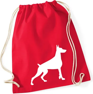 Produktbild von Huuraa Turnbeutel Dobermann Silhouette 12 Liter Classic Red Baumwolle Rucksack Geschenkidee
