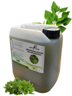 Produktbild von GreenPanda Brennnessel Jauche 5 Liter - Brennnessel Sud -  Pflanzenstärkungsmittel - Biodünger flüssig - Garten-Pflanzendünger - Brennnesseljauche