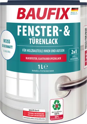 Produktbild von BAUFIX Fenster- & Türenlack weiss seidenmatt, 1 Liter, Weißlack