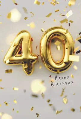 Produktbild von 40. Geburtstag Happy Birthday goldene Zahl Glitter Glückwunschkarte mit Umschlag