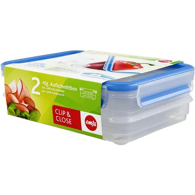 Produktbild von EMSA Aufschnittbox Clip & Close 2x0,6l 2teilig